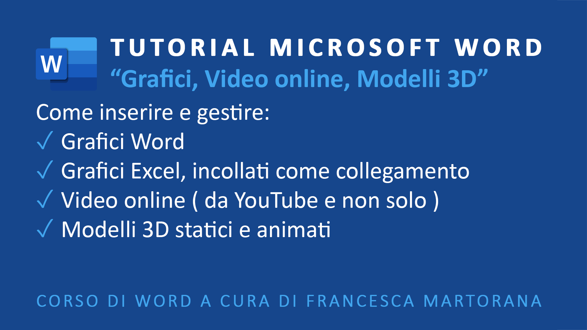 Microsoft Word tutorial italiano grafici video modelli 3d